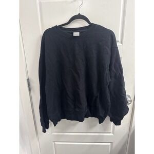 Aritzia Tna CozyAF Fleece Perfect Crew Sweatshirt Black Size 2 Pullover oversize
